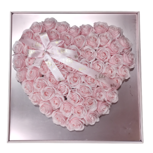 Τρισδιάστατη καρδιά από τριαντάφυλλα 48x48 Ροζ